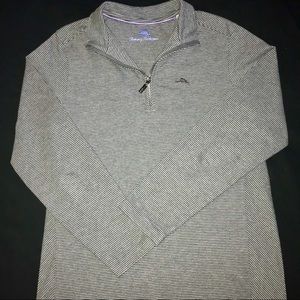 Tommy Bahama | Grey Pullover Quarter Zip Sweater